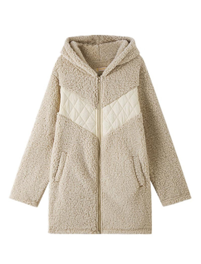 Quilted Detail Sherpa Coat