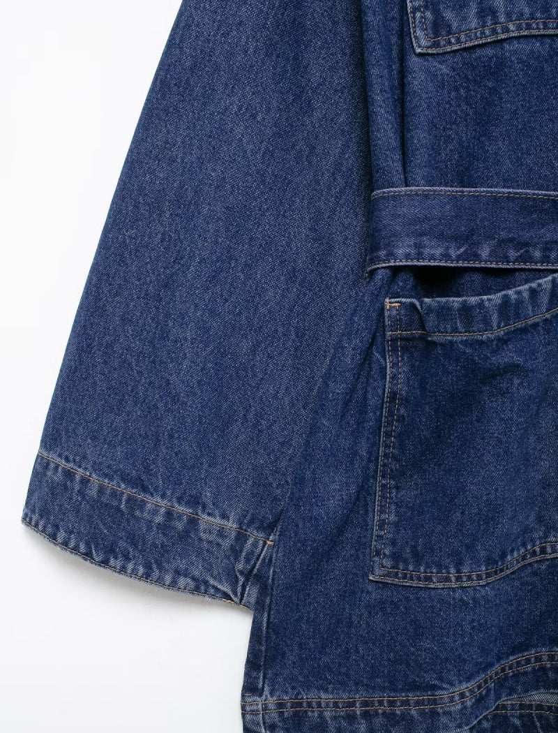 Belted Oversized Denim Jacket