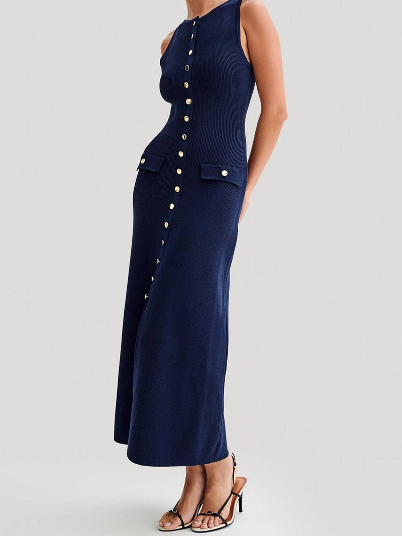 Button-Up Knit Maxi Dress