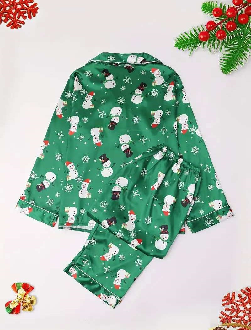 Christmas Pattern Satin Pajama Set