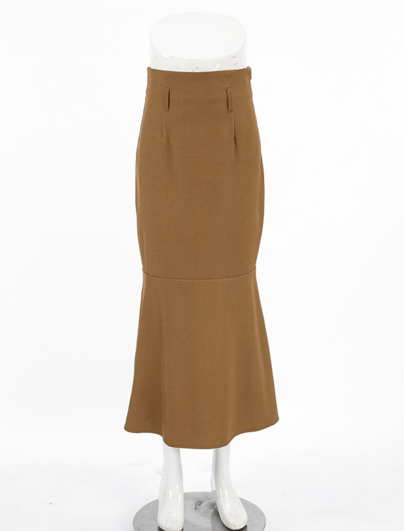 High-Waisted Fishtail Midi Skirt