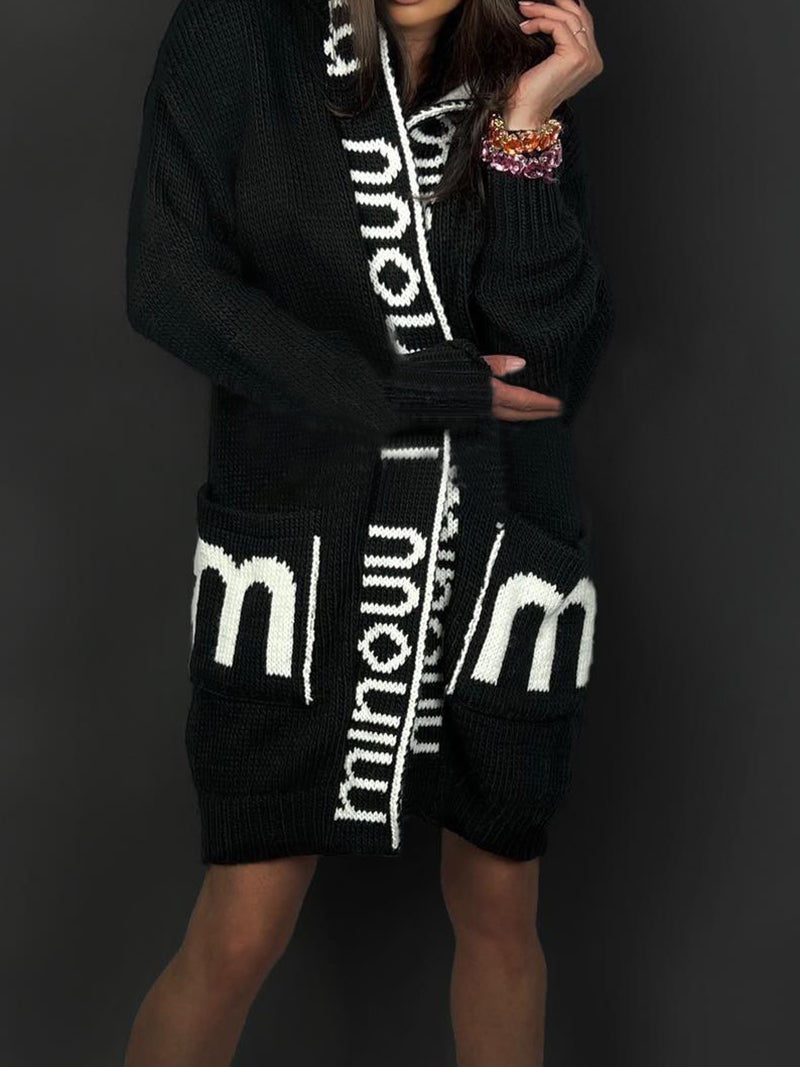 Graphic Print Longline Cardigan