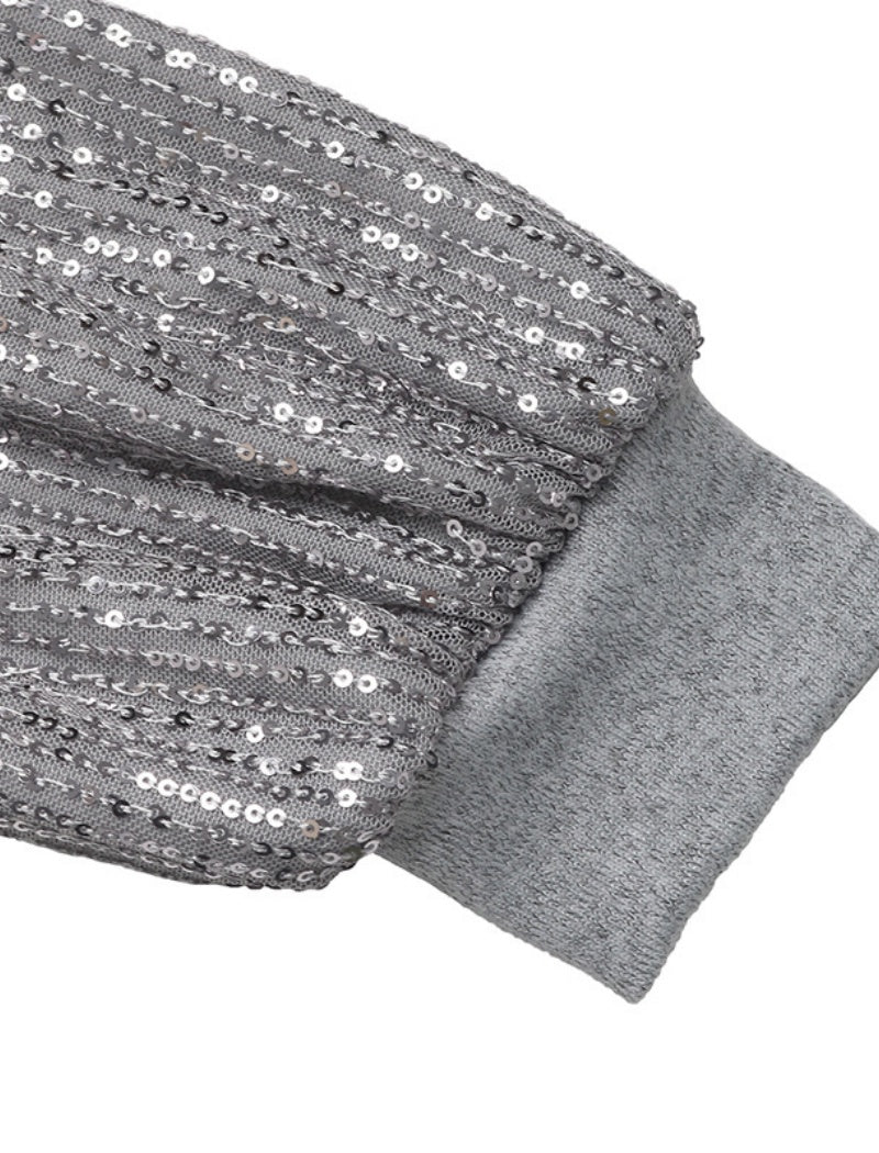 Glitter Sleeve Fitted Sweater Dress