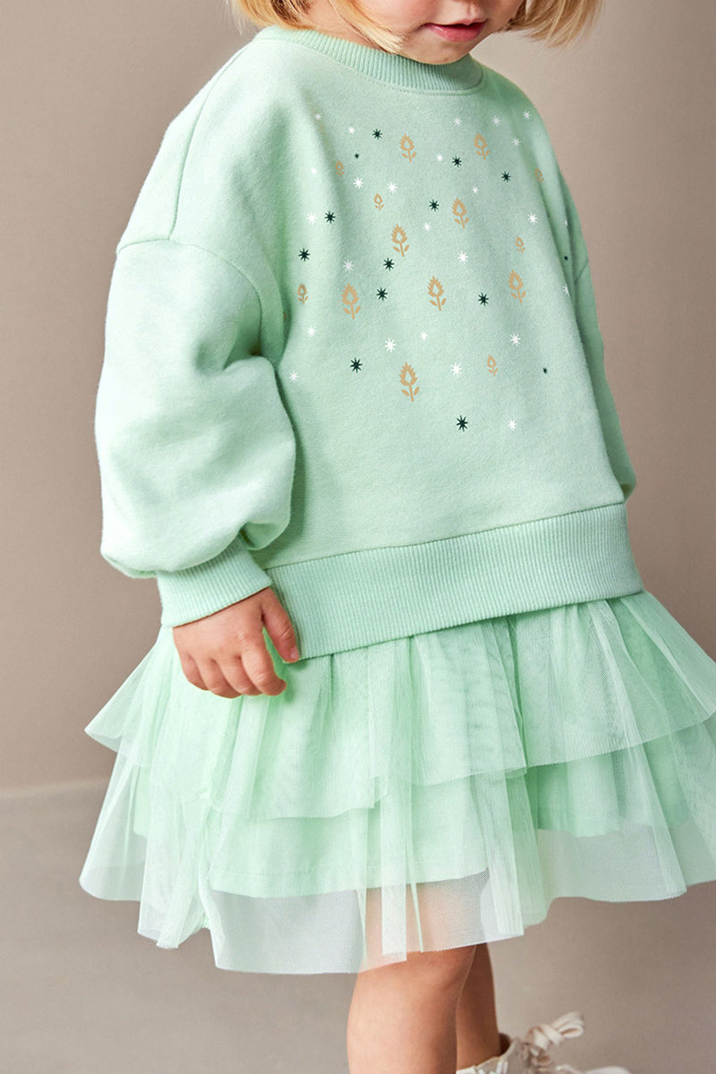 Snow Print Tulle Layered Dress (Kids)