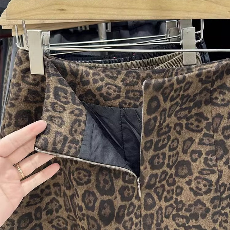 High-Waisted Leopard Print Mini Skirt
