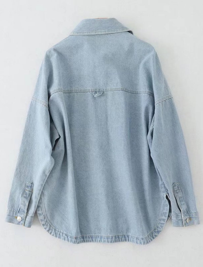 Light Wash Denim Button-Up Jacket