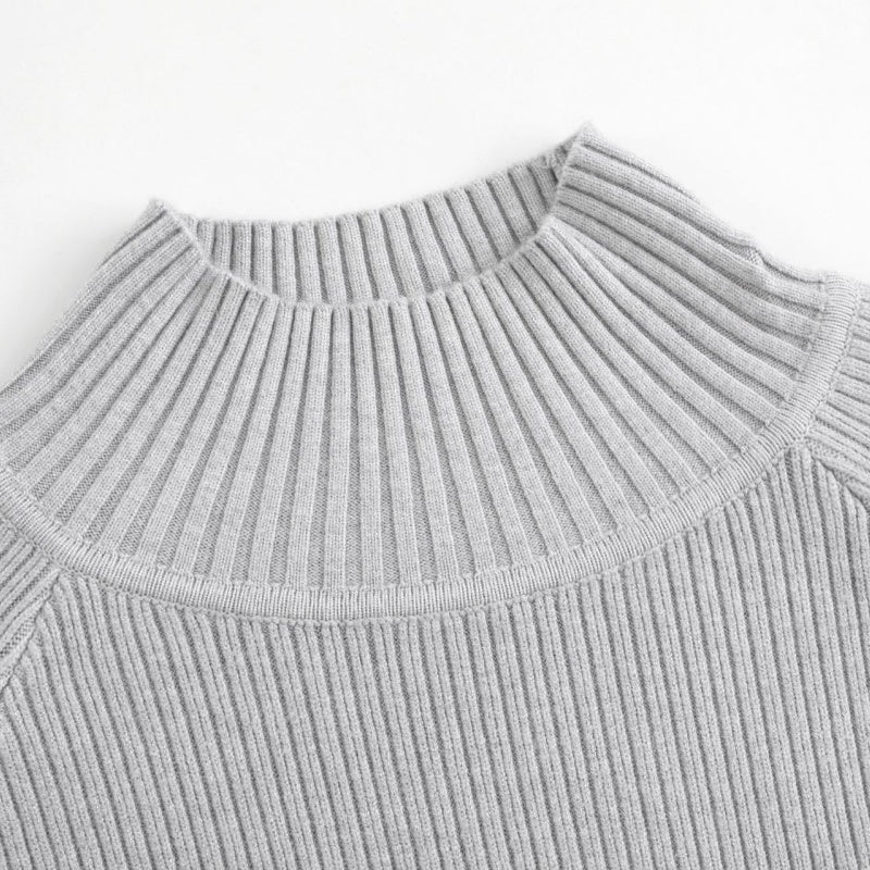 Ribbed High Neck Basic Sweater