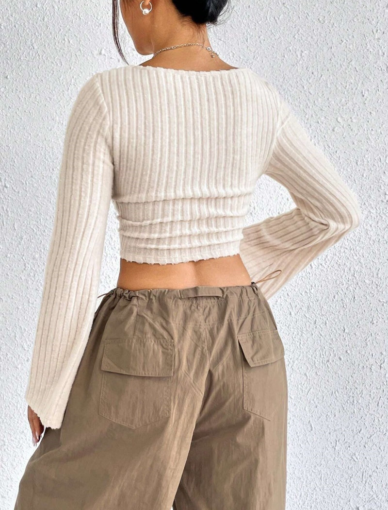 Ribbed Long Sleeve Crop Top