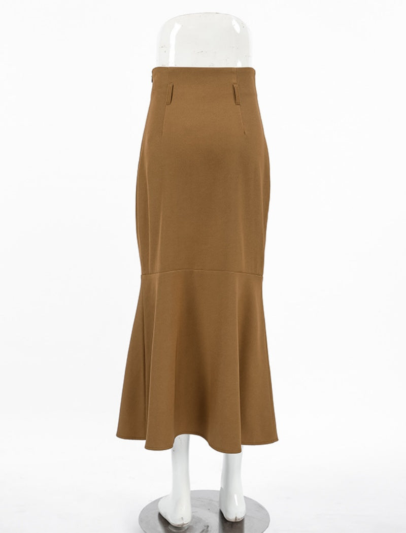 High-Waisted Fishtail Midi Skirt