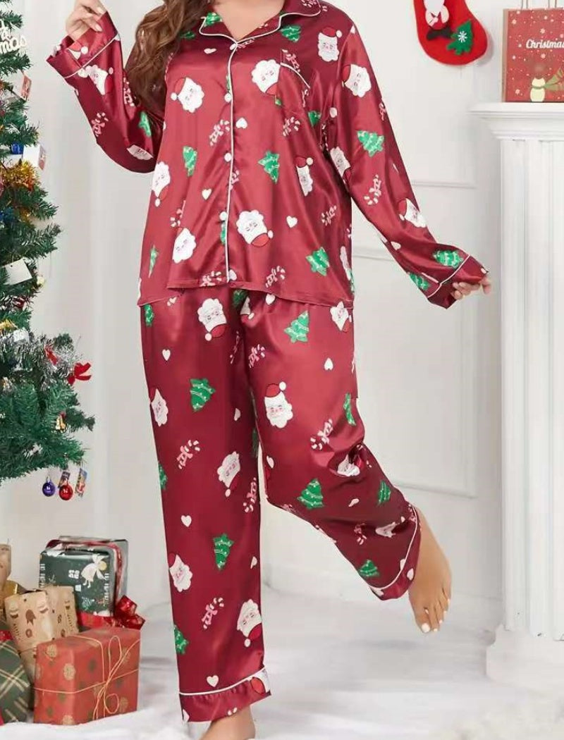 Christmas Pattern Satin Pajama Set