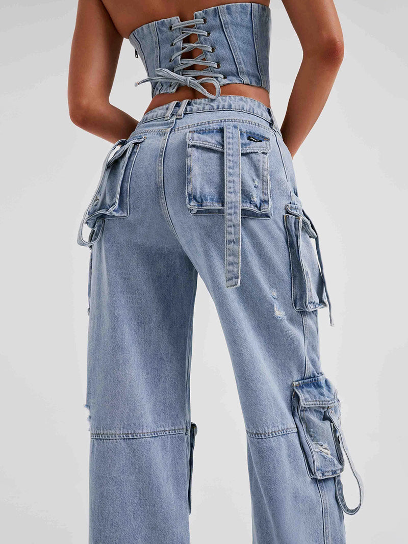 Low-Rise Cargo Jeans