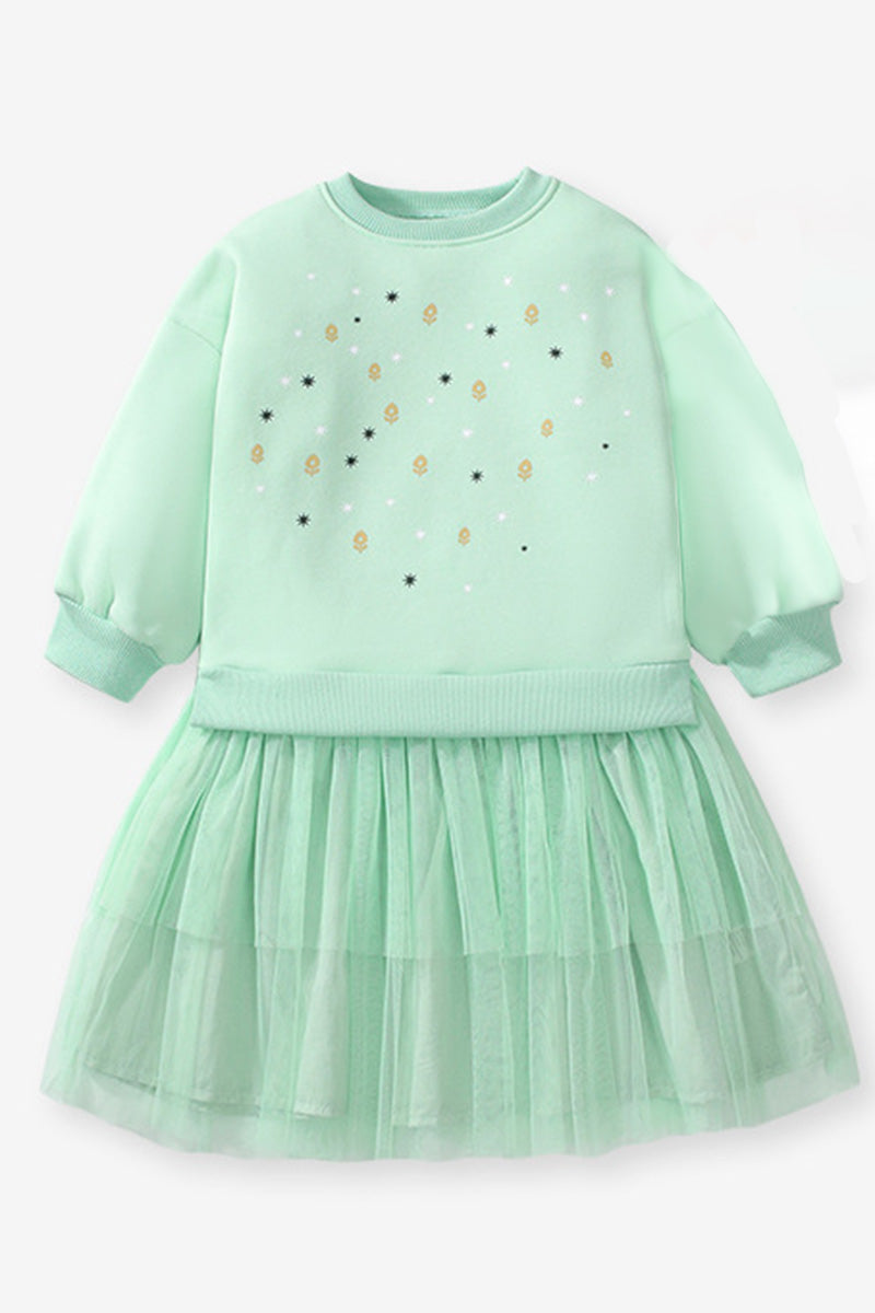 Snow Print Tulle Layered Dress (Kids)