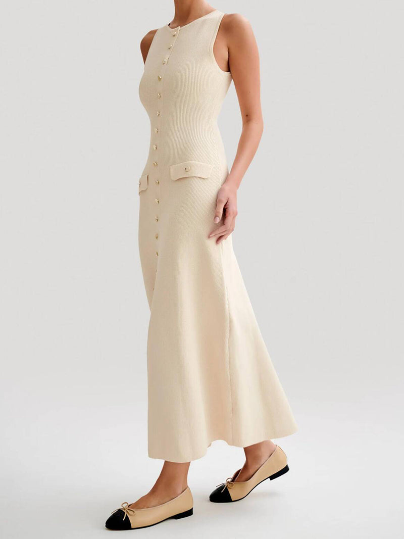 Button-Up Knit Maxi Dress