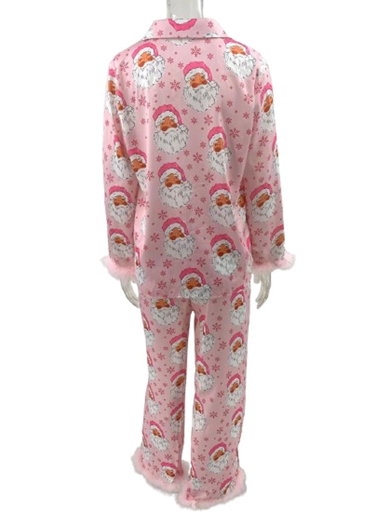 Christmas Print Satin Loungewear Set