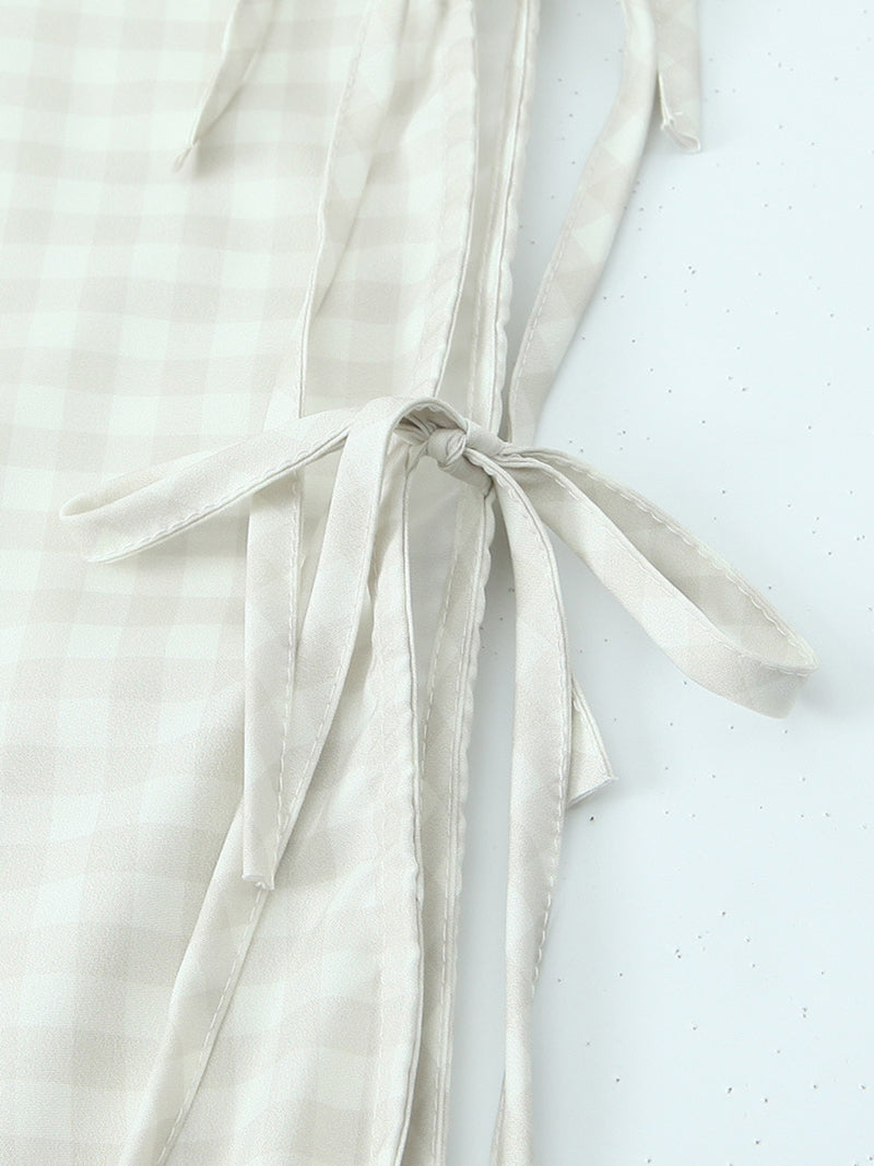 Gingham Side-Bow Pants