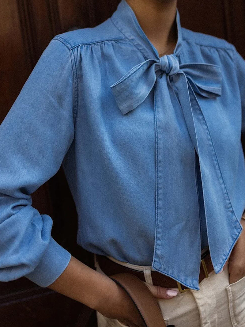 Solid Bow-Tie Blouse