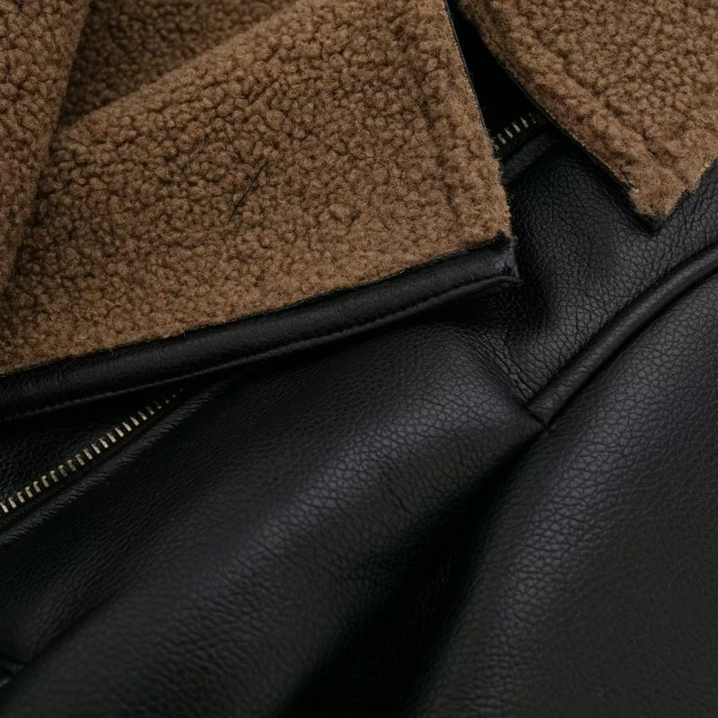 Contrast Collar Moto Jacket