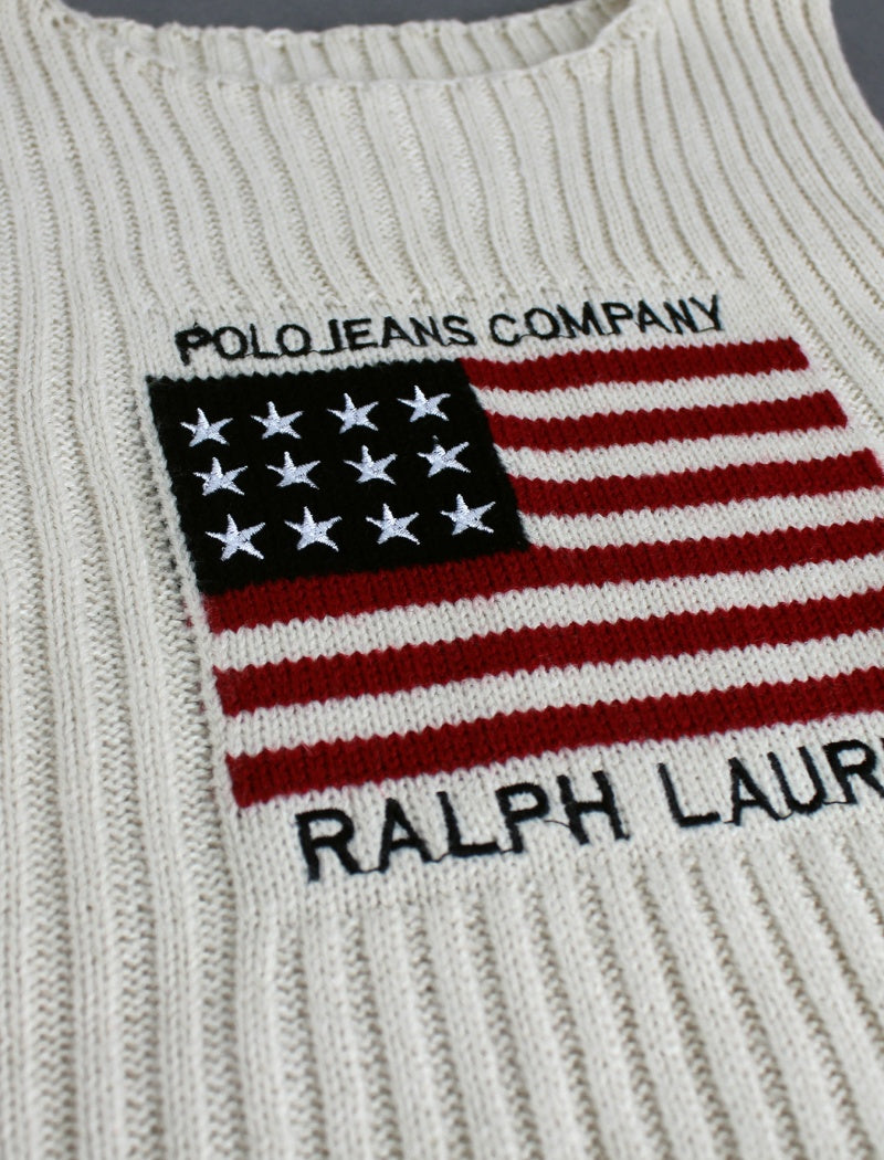 Knit Sleeveless Flag Graphic Top