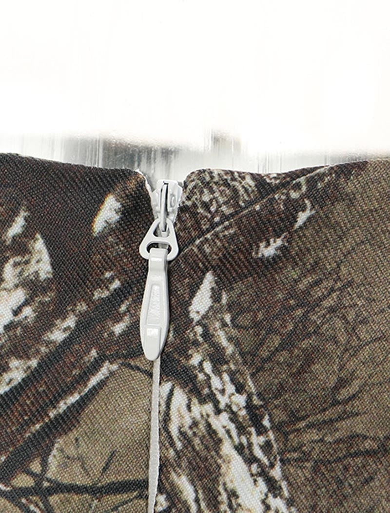 Camouflage Print High-Waisted Midi Skirt