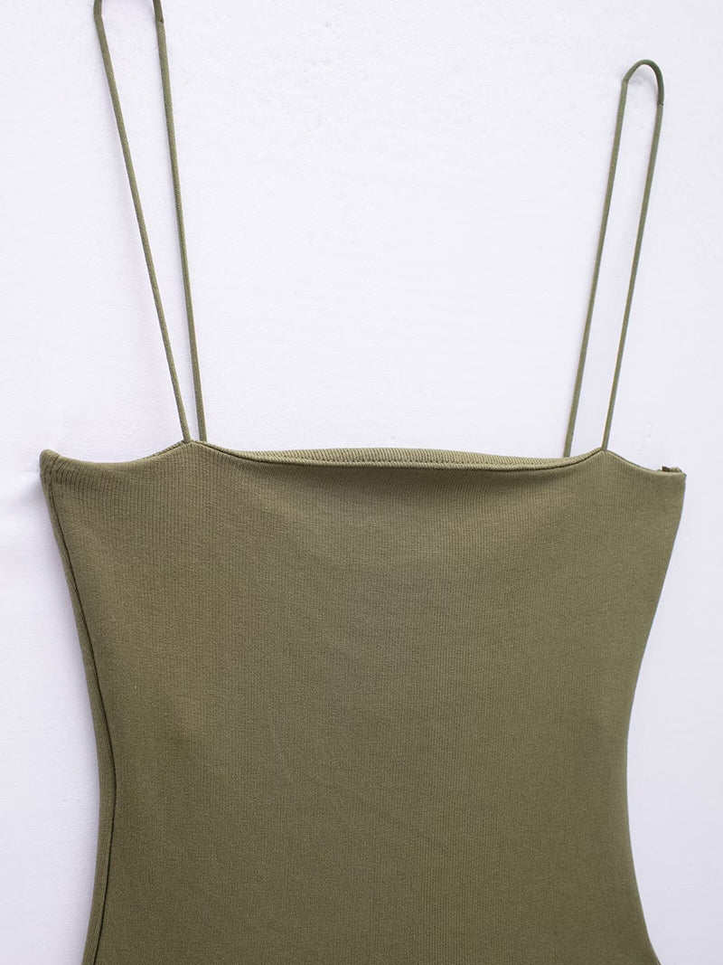 Solid Flared Hem Mini Cami Dress