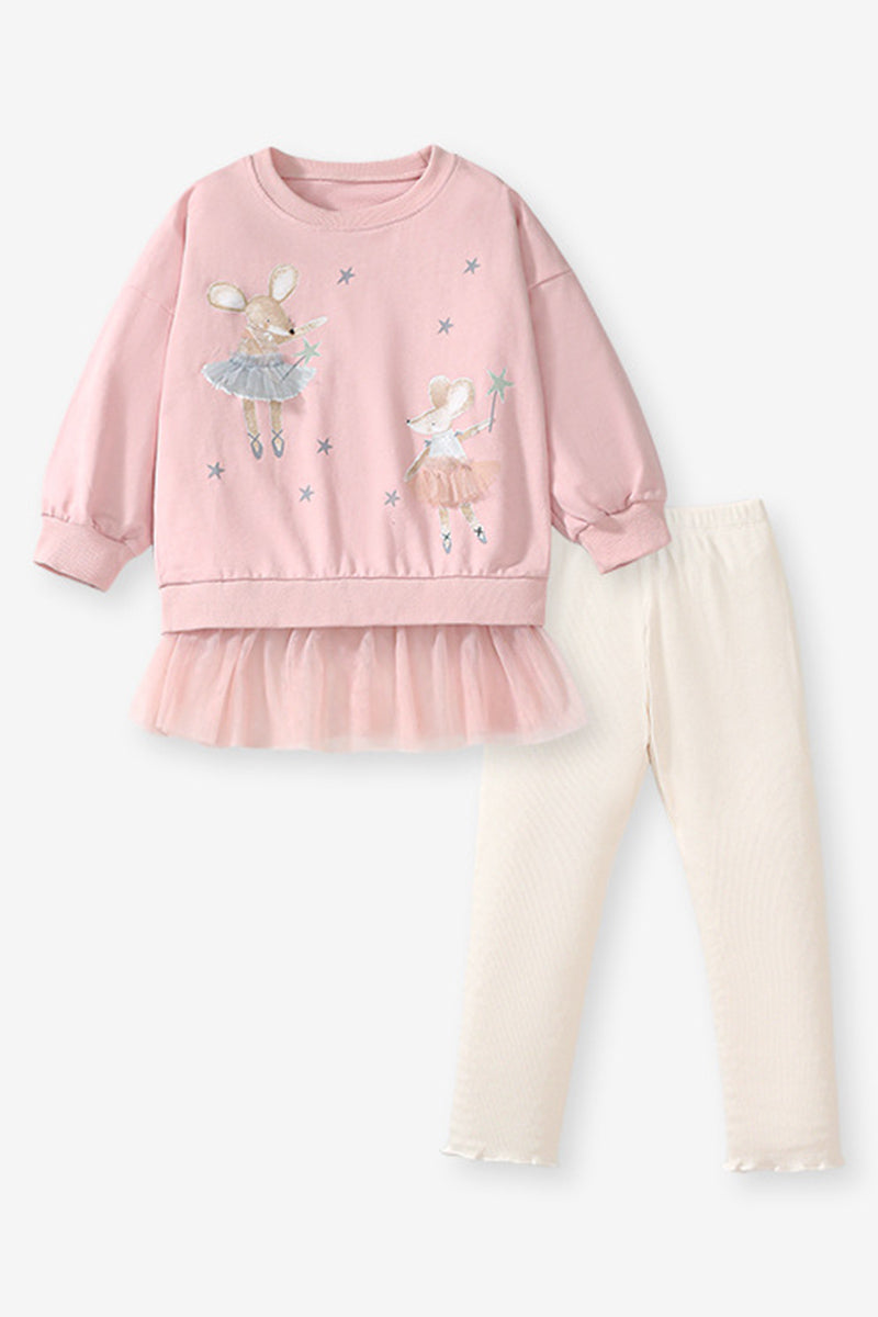 Mouse Print Top and Leggings Set (Kids)