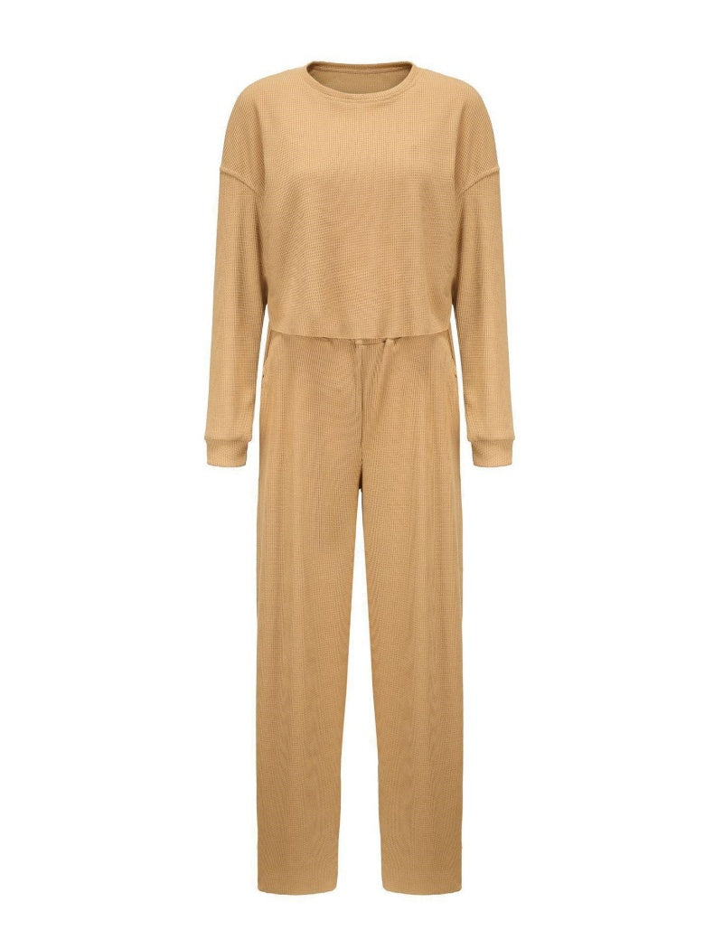 Ribbed Cropped Top and Wide-Leg Lounge Set