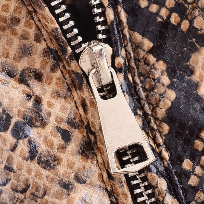 Cropped Faux Snakeskin Jacket