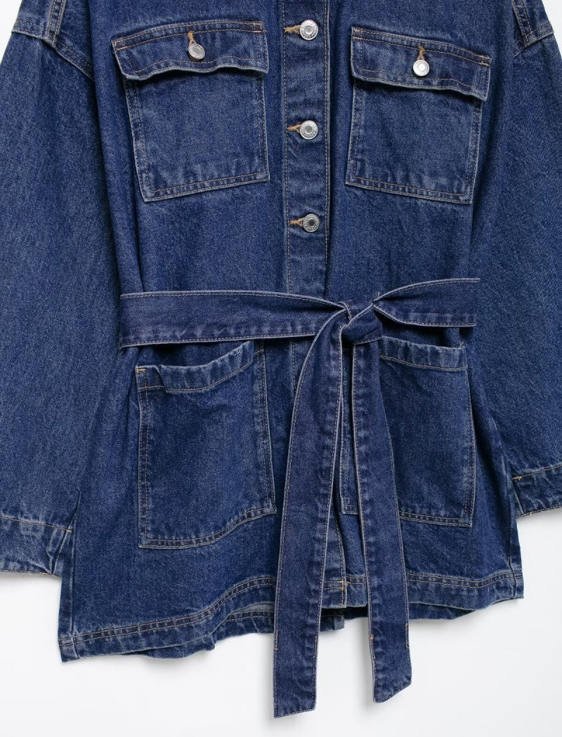Belted Oversized Denim Jacket