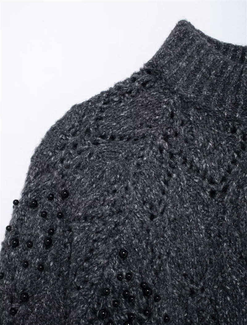 Asymmetric Open Shoulder Knit Sweater