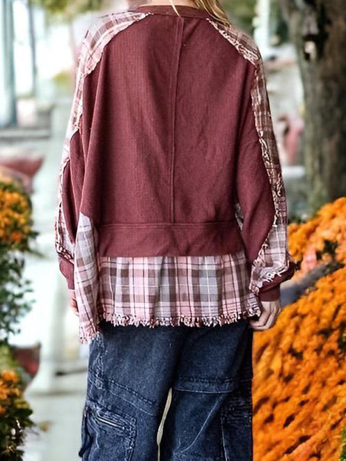 Plaid Patchwork Layered Pullover