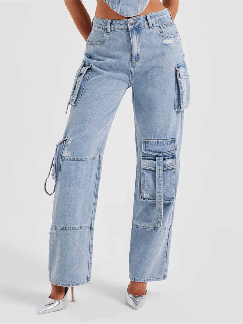 Low-Rise Cargo Jeans