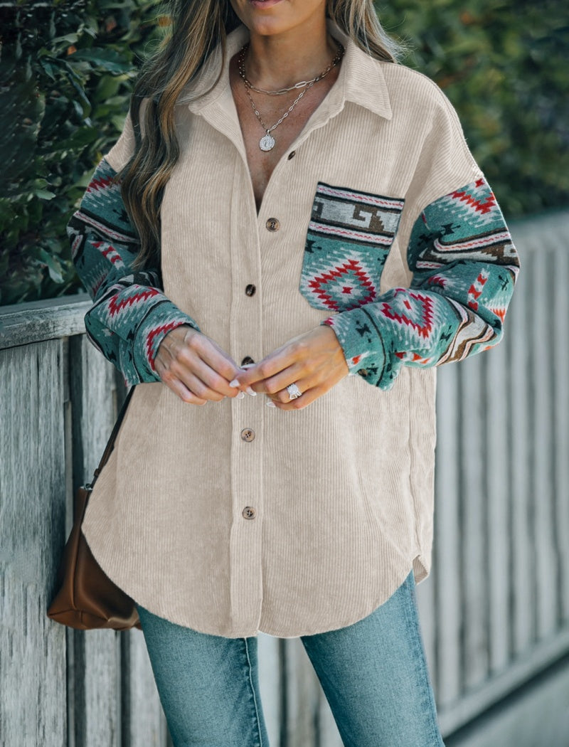 Aztec Sleeve Corduroy Shirt