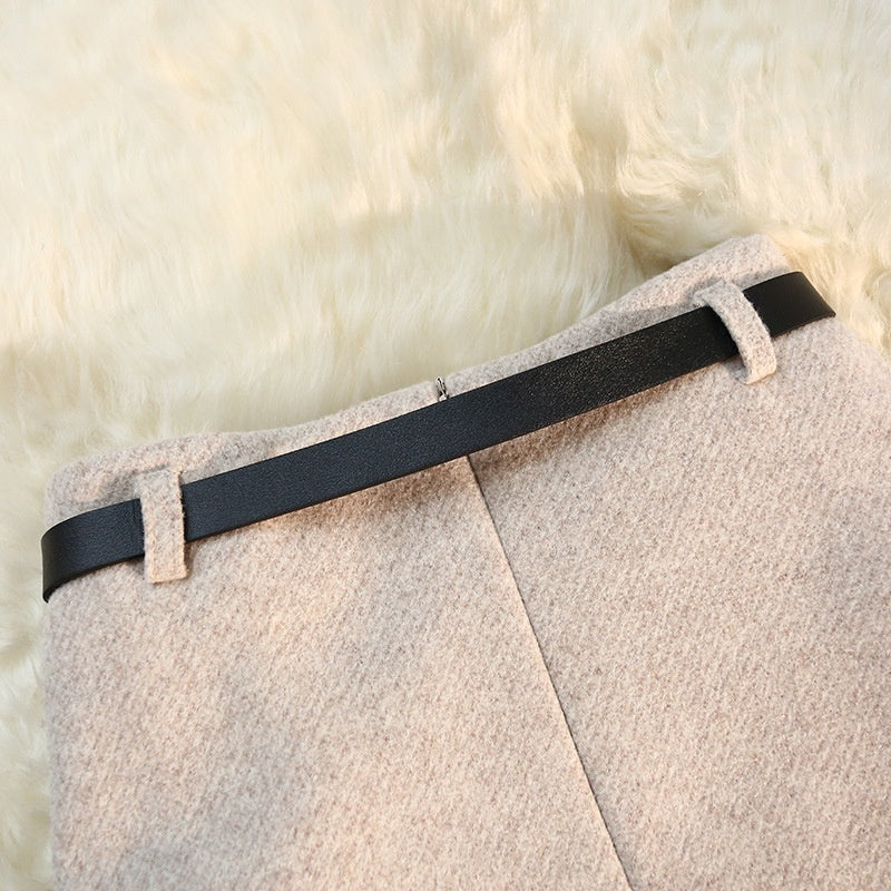 High-Waisted Belted A-Line Skirts