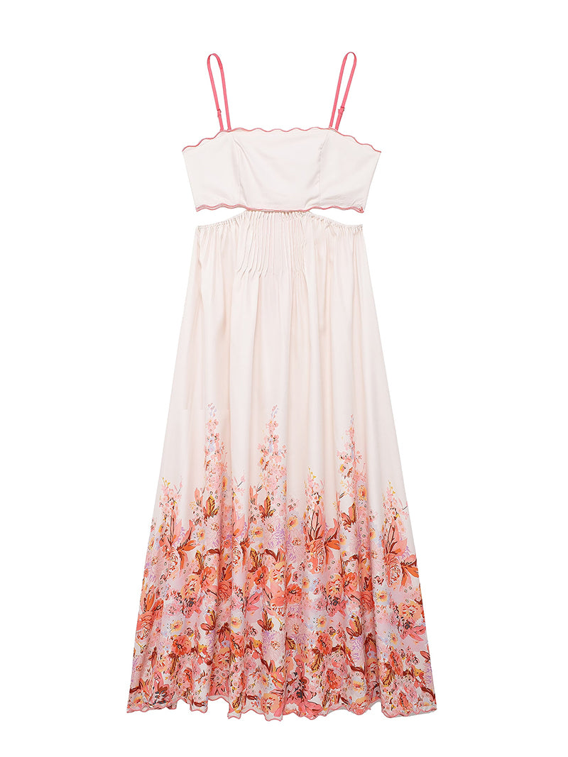 Floral Print Cutout Maxi Dress