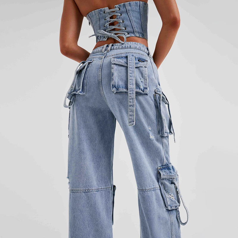 Strapless Denim Crop Top