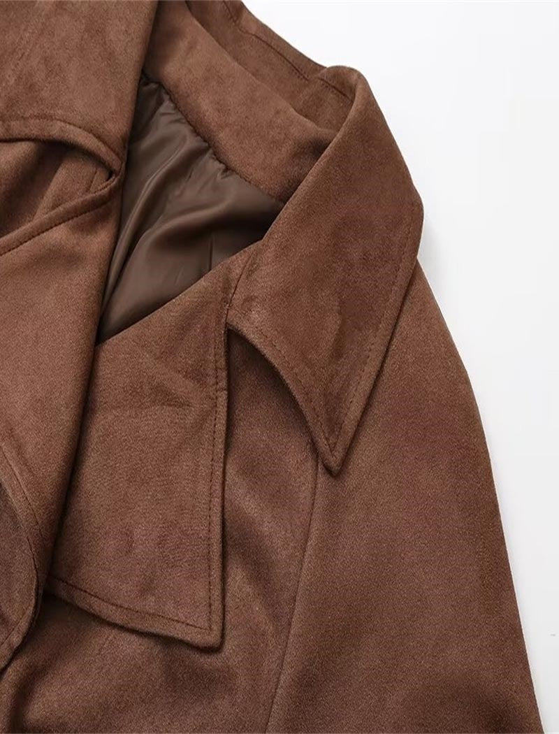 Suede Trench Coat with Tie Waist