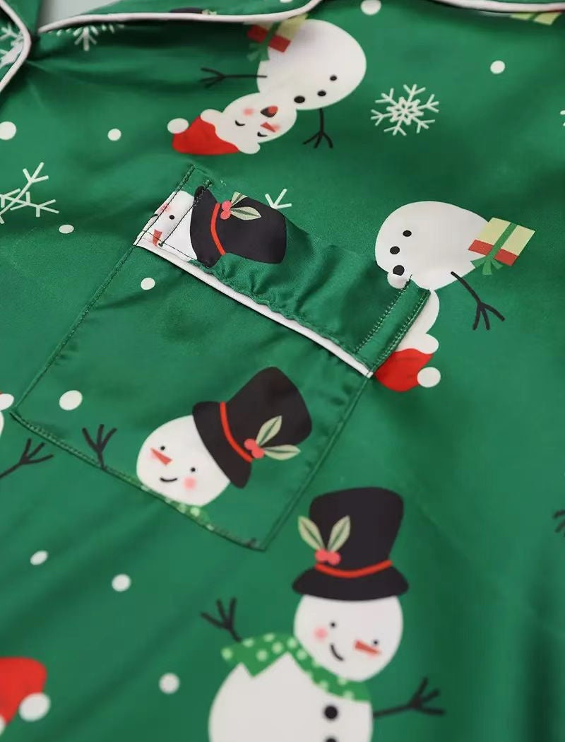 Christmas Pattern Satin Pajama Set