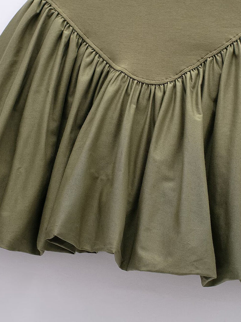 Solid Flared Hem Mini Cami Dress