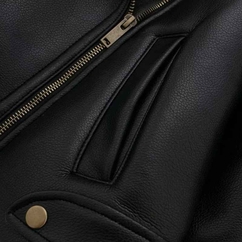 Contrast Collar Moto Jacket