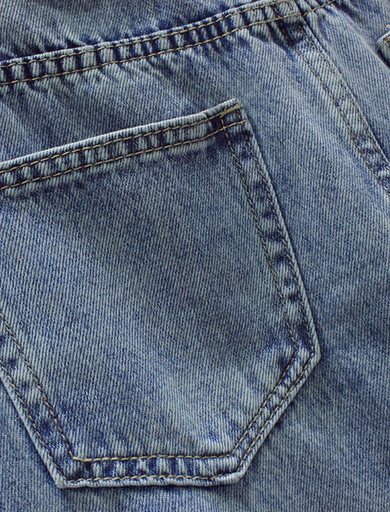 High-Waist Slit Denim Midi Skirt