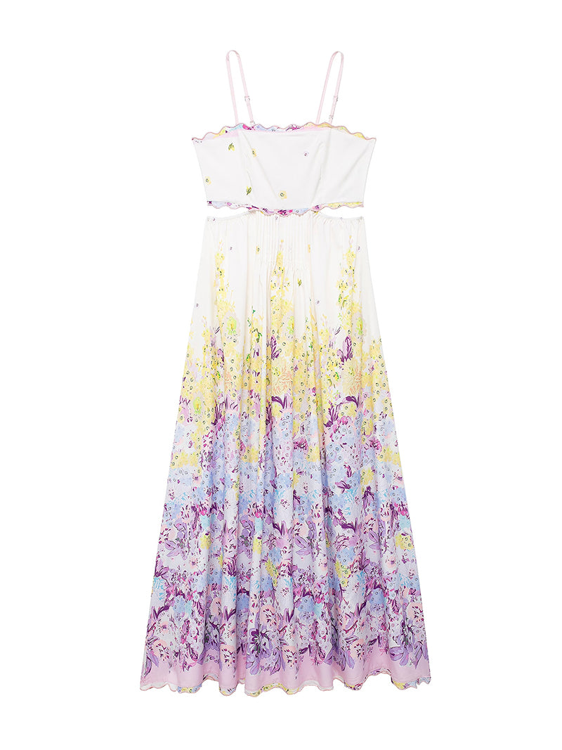 Floral Print Cutout Maxi Dress