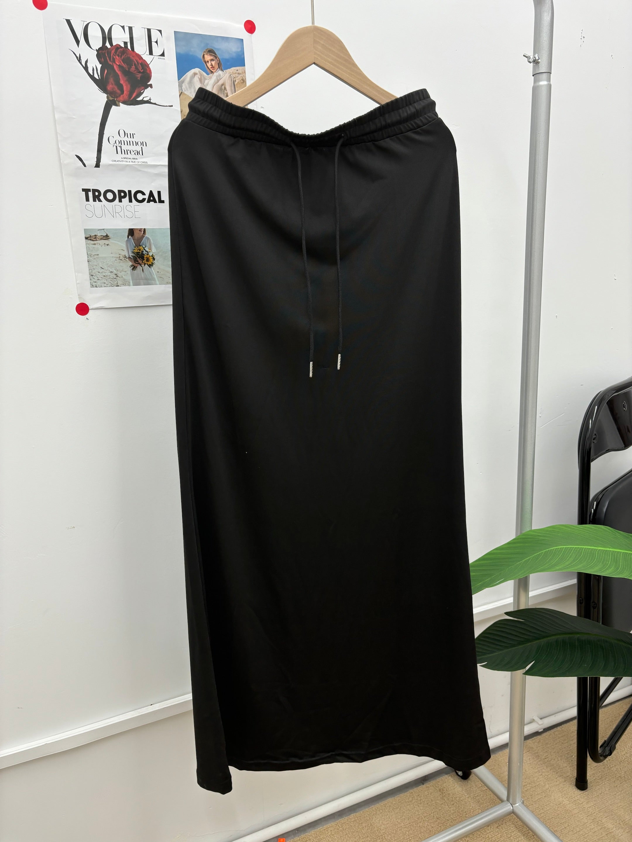 Crop Long-Sleeve Top and Drawstring Maxi Skirt Set