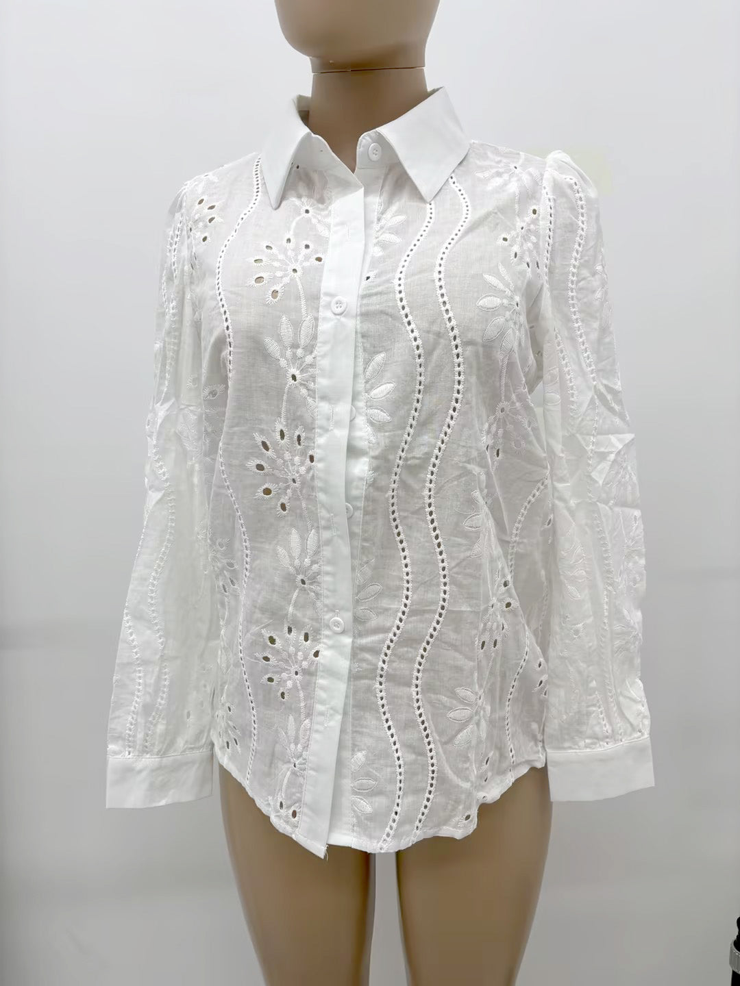 Floral Eyelet Puff Sleeve Blouse
