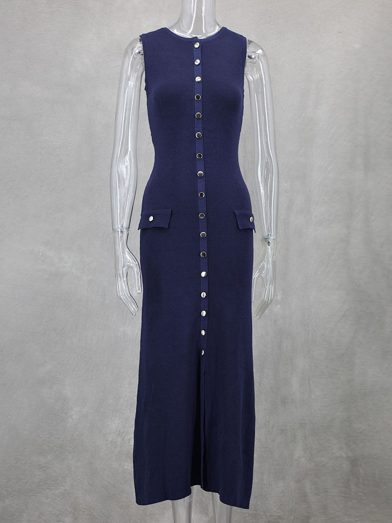 Button-Up Knit Maxi Dress