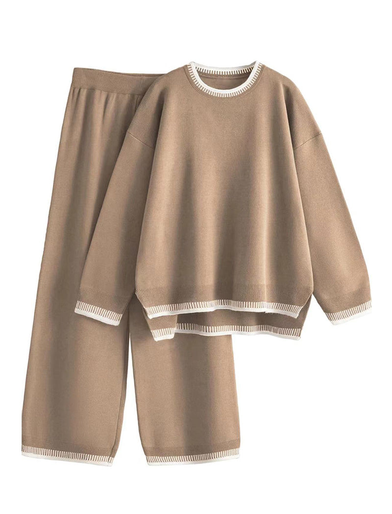 Contrast Trim Knit Lounge Set