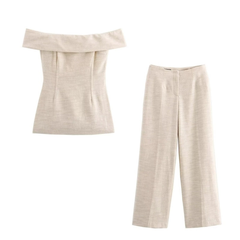 Side Slit Off-Shoulder Top and Pants Set