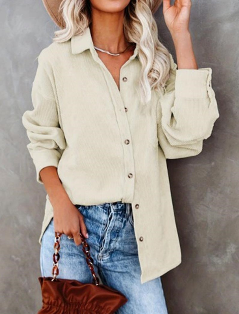 Oversized Corduroy Button-Up Shirt