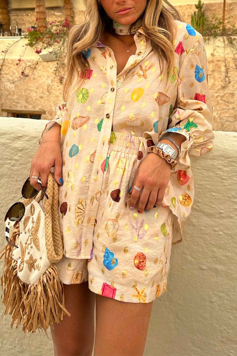 Button-Down Printed Shirt Romper