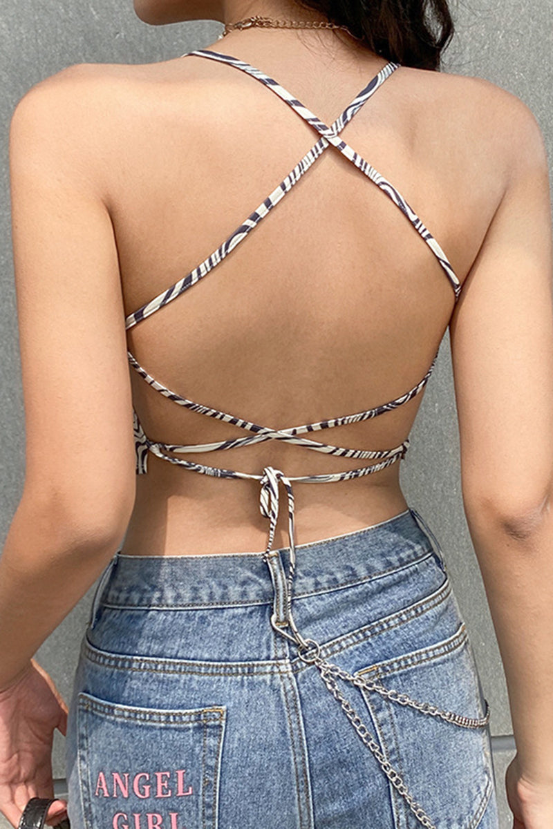 Strappy Wave Pattern Tank Top