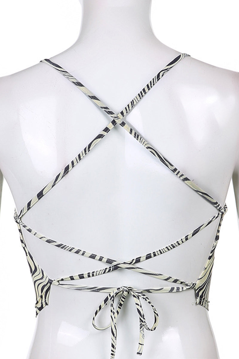 Strappy Wave Pattern Tank Top